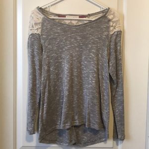 Gray Long Sleeve with White Lace Pattern